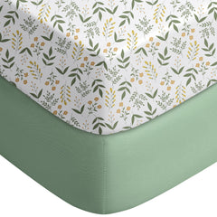 Yoofoss baby crib sheet with green flower pattern offers ultra-soft comfort for peaceful naps.