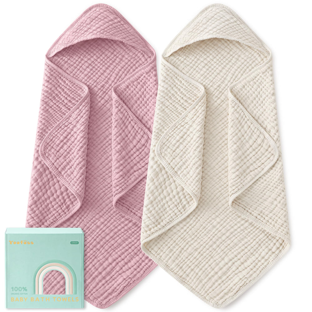 Yoofoss hooded baby towel 32x32in newborn size for gentle post-bath drying.