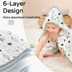 Yoofoss hooded baby towel forest-durable-wash shows lasting softness after multiple launderings.