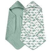Yoofoss hooded baby towel newborn set showcases soft muslin fabric for quick drying.
