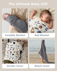 Yoofoss hooded baby towel gray planet for nursery daily-use from newborn to toddler.