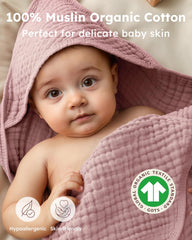 Yoofoss hooded baby towel pink leaf pack demonstrates two-pack convenience for quick post-bath changes.