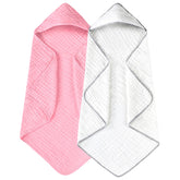 Yoofoss hooded baby towel close-up shows plush absorbent muslin fabric for gentle drying.