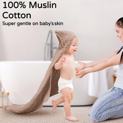 Yoofoss muslin cotton 6-layer durability demonstrates long-lasting baby towel.