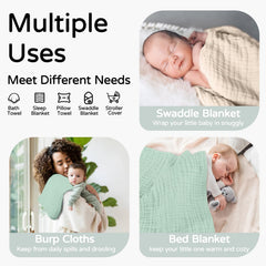 Yoofoss muslin cotton towel closeup absorbency β ultra-soft fibers wick moisture gently.