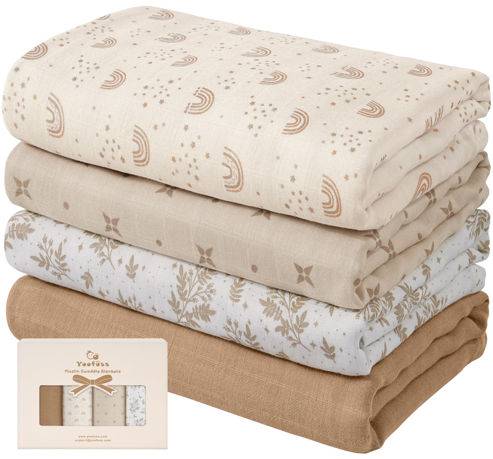Yoofoss Muslin Swaddle packaging presents an elegant gift-ready option.