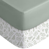 Yoofoss Pack and Play Sheets Green Leaf snug fit for playards and mini cribs for secure sleep