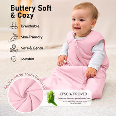 Yoofoss bamboo sleep sack safety closeup highlights secure neckline and cuff design.