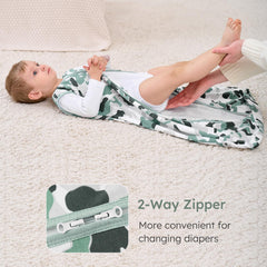 Yoofoss sleep sack illustrating hip-friendly design for movement.