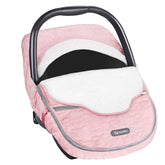 Yoofoss winter car seat cover front view shows cozy pink fleece warmth