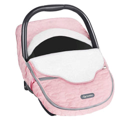 Yoofoss winter car seat cover front view shows cozy pink fleece warmth