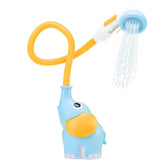 Yookidoo elephant bath shower head showing gentle water flow for soothing bathtime.