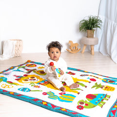 Yookidoo Fiesta Playmat with motorized robot track promotes interactive play
