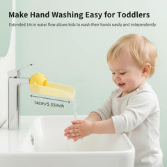 Yooreps green faucet extender side view reduces splashes for neater sleeves.