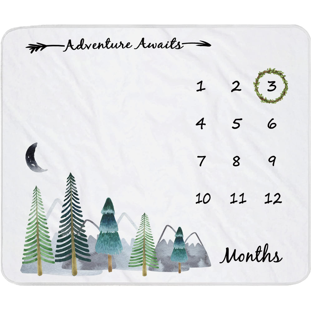 Yoothy baby milestone blanket forest-mountain design for capturing growth moments