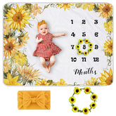Yoothy Sunflower Monthly Blanket front view—a soft backdrop for lasting milestone photos.