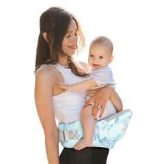 YooxArmor Baby Hip Carrier front view Ocean with ergonomic support for comfortable carries