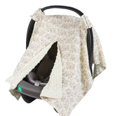 YOQIE 2-in-1 baby car seat cover on a seat shields wind and sun.