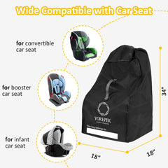 YOREPEK car seat bag side view highlighting durable fabric for airport travel
