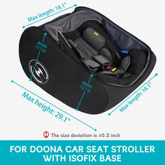 YOREPEK padded car seat travel bag isofix-base-fit demonstrates Doona compatibility for travel.