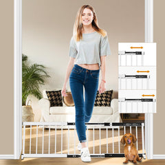 YORWHIN white metal dog gate closed position for safe containment of small dogs