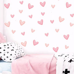 Yotdmk pink heart wall decal closeup shows vibrant color and smooth vinyl finish.