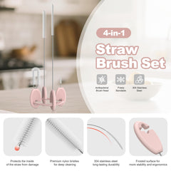 YOTIME 7mm and 10mm straw brushes cleaning wide and narrow straws.