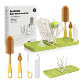 YOTIME travel bottle brush with foldable drying rack for on-the-go bottle cleaning.
