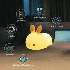 YOTOZU bunny night light showing 16 colors for playful mood options