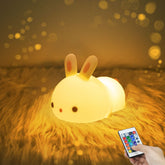 The YOTOZU Bunny Night Light demonstrates 16 color options for kids’ room ambiance.