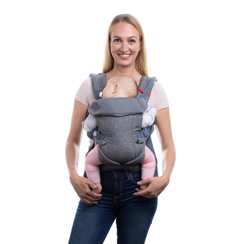YOU+ME 4-in-1 baby carrier ergonomic-positions image demonstrates four carrying options for growing babies.