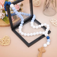 YOUAME First-year birthday rosary use highlights durable beads for gentle play.