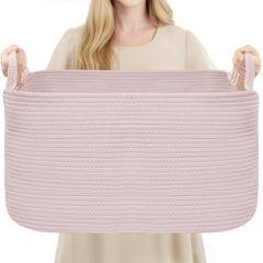 YOUDENOVA rectangle laundry hamper pink front view highlights 75L capacity for blankets and towels