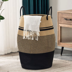 YOUDENOVA jute rope laundry hamper front view showing large 105L capacity