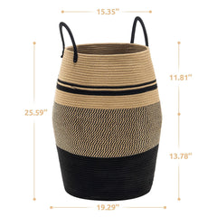 YOUDENOVA jute rope laundry hamper side view with sturdy handles