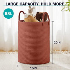 YOUDENOVA laundry hamper basket closeup cotton rope texture emphasizing durable soft-touch material