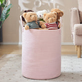 YOUDENOVA woven rope laundry hamper showing tall natural design for easy laundry days