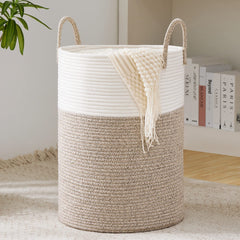 YOUDENOVA woven rope laundry hamper basket—natural material, stylish storage.