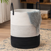 YOUDENOVA woven rope laundry hamper tall design for space-saving bedroom organization.