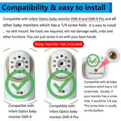 YOUNGLINK DXR-8 mount shows 360-degree adjustability for flexible nursery angles.