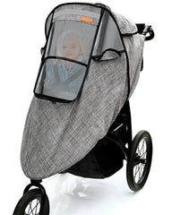 Youpinby stroller rain cover grey on stroller for all-weather protection