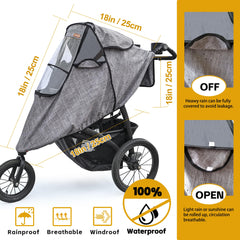 Youpinby stroller rain cover grey ventilation holes promote easier breathing