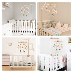 Youuys Cloud-themed crib mobile creates calm, decorative focal point above bassinet