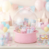 Youyole Christmas woven pink basket for gift display and storage.