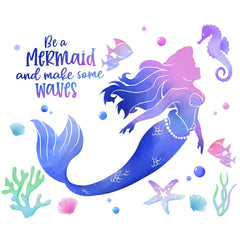Yovkky mermaid-gradient wall decal for a dreamy nursery, easy peel-and-stick.