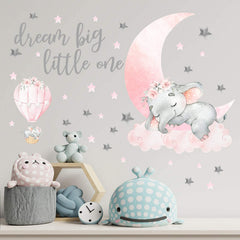 Yovkky pink-moon watercolor wall sticker brightens nurseries with soft tones and easy removal.