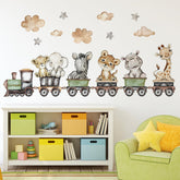 Yovkky safari train decal elephant on train for playful nursery decor.
