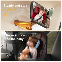 YOVKOK wide-angle mirror provides expansive rear view for quick baby checks.