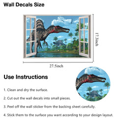 YOWOCAL 3D Watercolour dinosaur world sticker in nursery and living room setup.