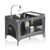 YoYiCuna Pack and Play folded for quick travel storage and easy packing.